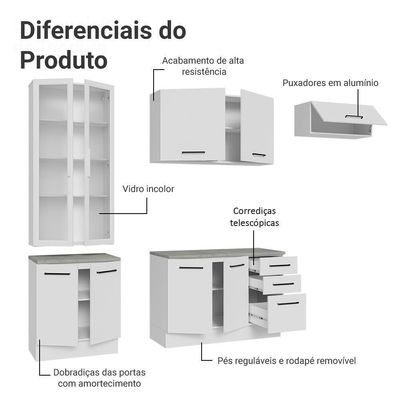 Armário De Cozinha Completa 270cm Branco Agata Madesa 11