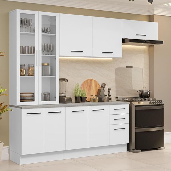 Armário De Cozinha Completa 270cm Branco Agata Madesa 11
