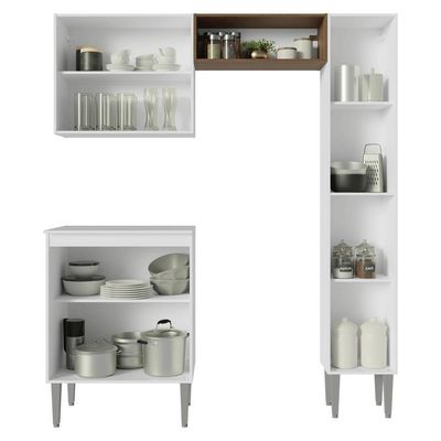 Armário De Cozinha Compacta 156 Cm Branco Emilly Madesa 02