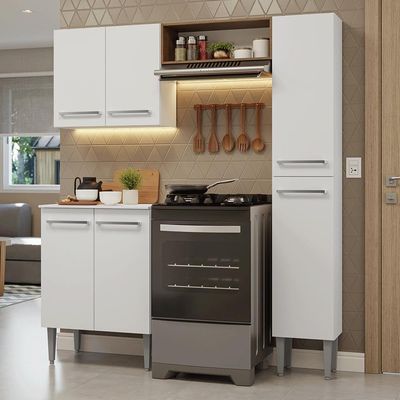 Armário De Cozinha Compacta 156 Cm Branco Emilly Madesa 02