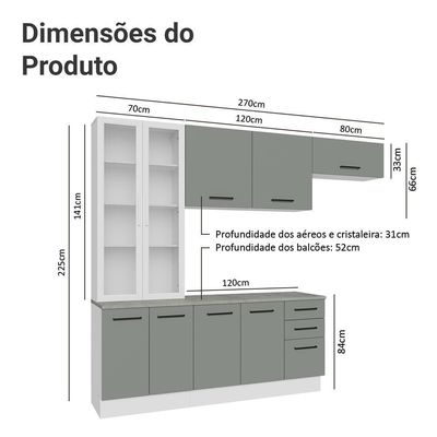 Armário De Cozinha Completa 270cm Branco/cinza Agata Madesa 11