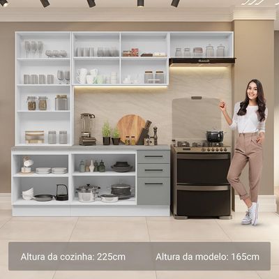 Armário De Cozinha Completa 270cm Branco/cinza Agata Madesa 11
