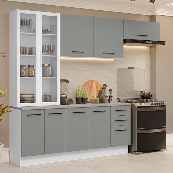 Armário De Cozinha Completa 270cm Branco/cinza Agata Madesa 11