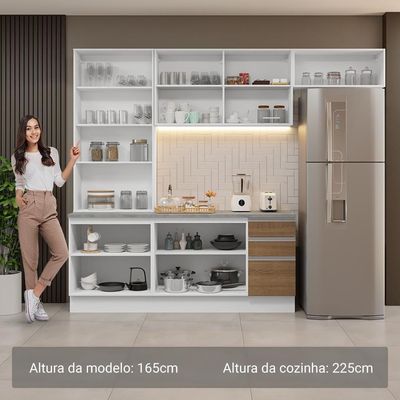 Armário De Cozinha Completa 270cm Branco/rustic Glamy Madesa