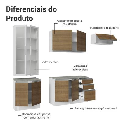 Armário De Cozinha Completa 270cm Branco/rustic Glamy Madesa
