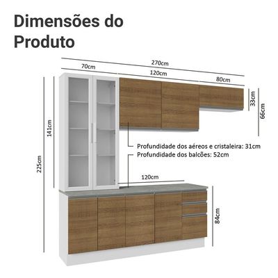 Armário De Cozinha Completa 270cm Branco/rustic Glamy Madesa