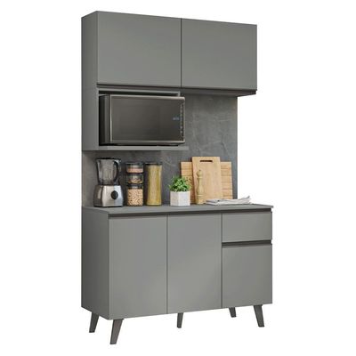 Armário De Cozinha Compacta 120 Cm Cinza Nice Madesa 05