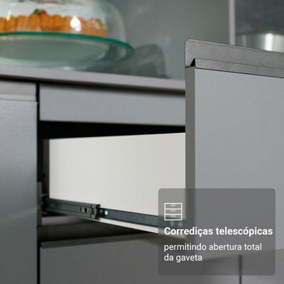 Armário De Cozinha Compacta 180 Cm Cinza Nice Madesa 02