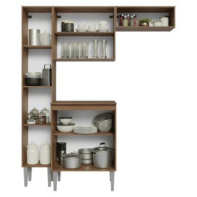 Armário De Cozinha Compacta 156 Cm Rustic Emilly Madesa 01