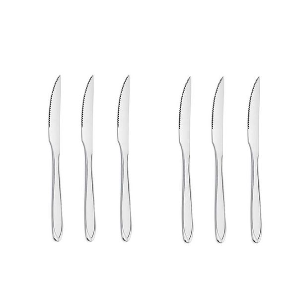 Faca de Mesa Serrilhada Churrasco Talheres Inox Victoria 6un