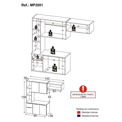 Armário De Cozinha Compacta Mp2001 Sofia Multimóveis Branco