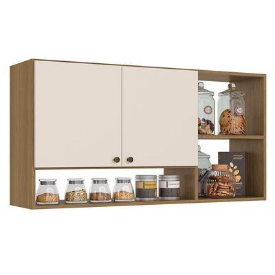 Armário Aéreo Leticia 120cm 2 Portas THB Nature/Offwhite