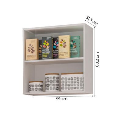 Armário Aéreo De Cozinha 1 Porta 0,59m Favorita Branco Lacca Branco