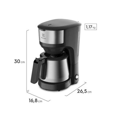 Cafeteira Elétrica Electrolux Efficient, 1,2 Litros, Jarra Inox ECM22 Preto / 220V