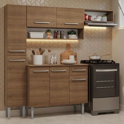 Armário De Cozinha Completa 197 Cm Rustic Emilly Madesa 02