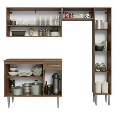 Armário De Cozinha Completa 197 Cm Rustic-cinza Emilly Madesa 01