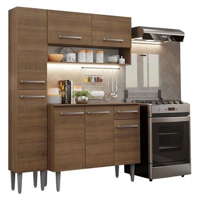Armário De Cozinha Compacta 137 Cm Rustic Emilly Madesa 011