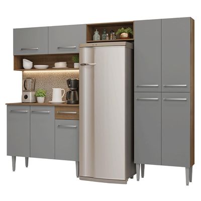 Armário De Cozinha Completa 229cm Rustic-cinza Emilly Madesa 017