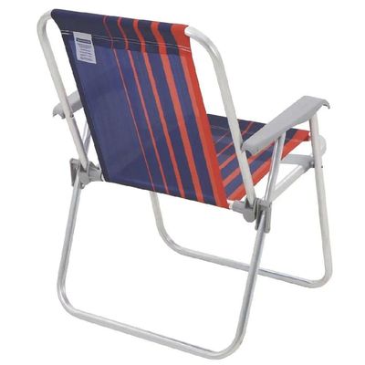 Cadeira De Praia Samoa Alta Em Alumínio Com Assento Azul Escuro E Laranja - 92900000 - Tramontina