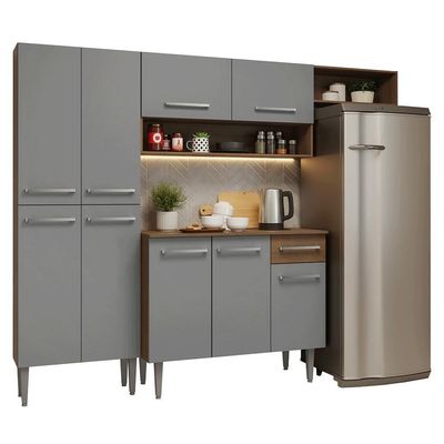 Armário De Cozinha Completa 229cm Rustic-cinza Emilly Madesa 016