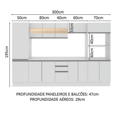 Cozinha Madesa Smart Modulada com Armário Balcão e Tampo