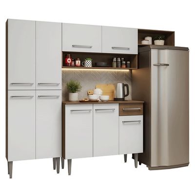Armário De Cozinha Completa 229cm Rustic-branco Emilly Madesa 016