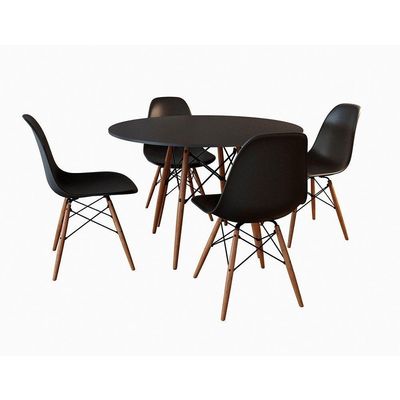 Conjunto De Mesa De Jantar Eames Eiffel 90Cm 4 Cadeiras