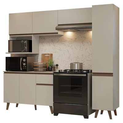 Armário De Cozinha Completa 240 Cm Crema Nice Madesa 08