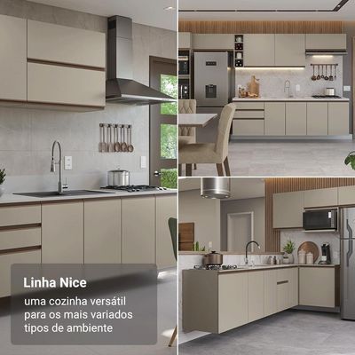 Armário De Cozinha Completa 240 Cm Suspensa Crema Nice Madesa 09