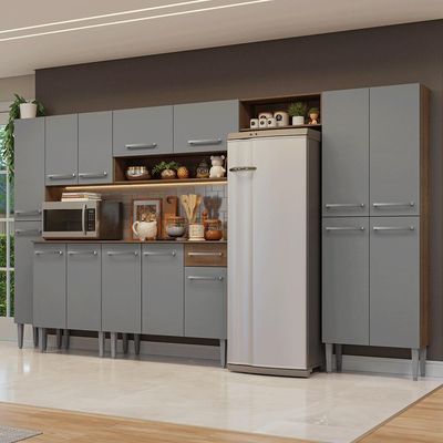 Armário De Cozinha Completa 325cm Rustic-cinza Emilly Madesa 07