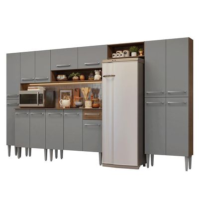 Armário De Cozinha Completa 325cm Rustic-cinza Emilly Madesa 07