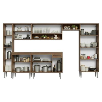 Armário De Cozinha Completa 325cm Rustic-cinza Emilly Madesa 07