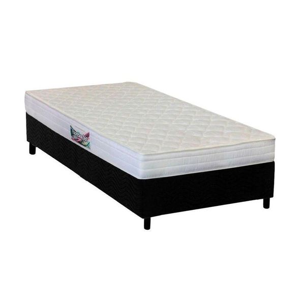 Cama Box Solteiro: Colchão Anatômico Herval Ag65 Frontier + Base Crc Suede Black(88X188)