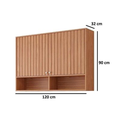 Armário Aéreo p/ Cozinha Divina c/2 Portas Ripadas 120 cm Freijo - MGM