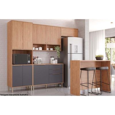 Armário Aéreo p/ Cozinha Divina c/2 Portas Ripadas 120 cm Freijo - MGM