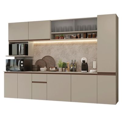 Armário De Cozinha Completa 280 Cm Suspensa Crema Nice Madesa 04