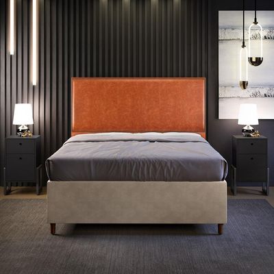 Cabeceira Cama Box Casal Queen Com Tachas 160 cm Vicenza L02 Couríssimo Camel - Lyam Decor