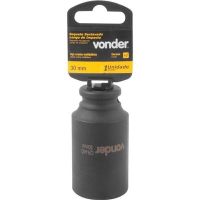 Soquete Sextavado Impacto Longo 1-2" 30mm Aço Cromo Vonder