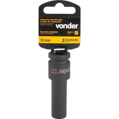Soquete Sextavado Impacto Longo 1-2 10mm Aço Cromo Vonder