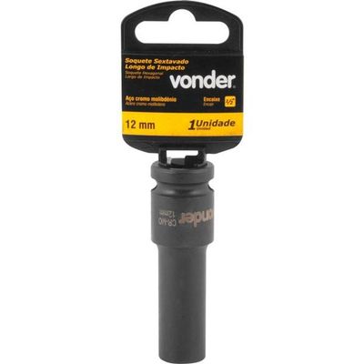 Soquete Sext Impacto Longo Enc 1-2" 12mm Aço Cromo Vonder