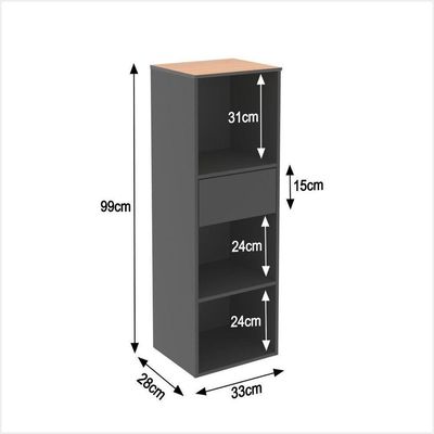Armário Para Escritório Com 1 Gaveta E 3 Nichos 99cm Tech - Preto E Cedro