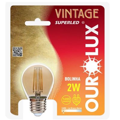 Lâmpada Vintage Led Bolinha De 2 Watts E 2400k - 05310 - Ourolux Vintage Led Bolinha 2w Biv 2400k Ourolux