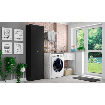 Armário Multiuso Sapateira THB Space com 2 Portas 5 Prateleiras Preto