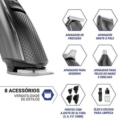 Aparador De Pelos Philco 8 Acessórios Pape01 Bivolt Bivolt