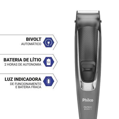 Aparador De Pelos Philco 8 Acessórios Pape01 Bivolt Bivolt