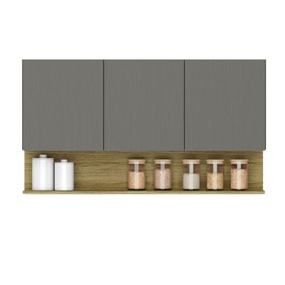 Armário Aéreo de Cozinha 3 Portas com Nicho Line Kits Paraná