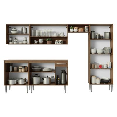 Armário De Cozinha Completa 293cm Rustic-preto Emilly Madesa 011