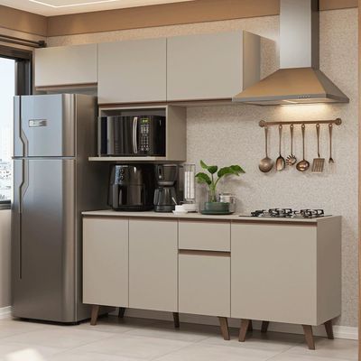 Armário De Cozinha Completa 240 Cm Crema Nice Madesa 06