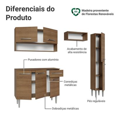 Armário De Cozinha Completa 197 Cm Rustic Emilly Madesa 01