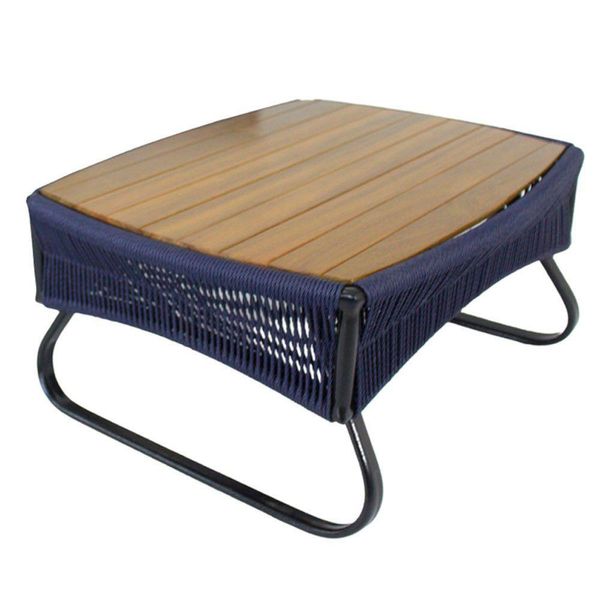 Mesa De Centro Milão Tampo Madeira Em Corda Sintética Trama Azul Marinho Mesa De Centro Milão Tampo Madeira Em Corda Sintética Trama Azul Marinho